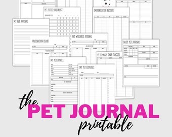 Pet Journal Pack Printable - Medication Tracker - Vet Record - Shot Record - and more!