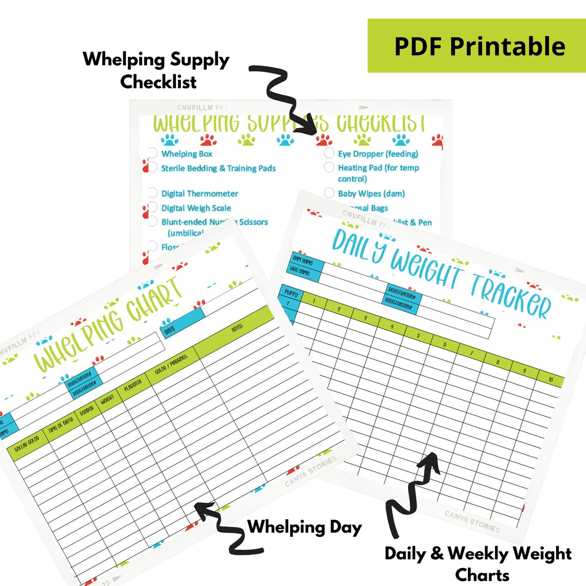 Puppy Breeder Whelping Litter Printable Tracking Charts and - Etsy