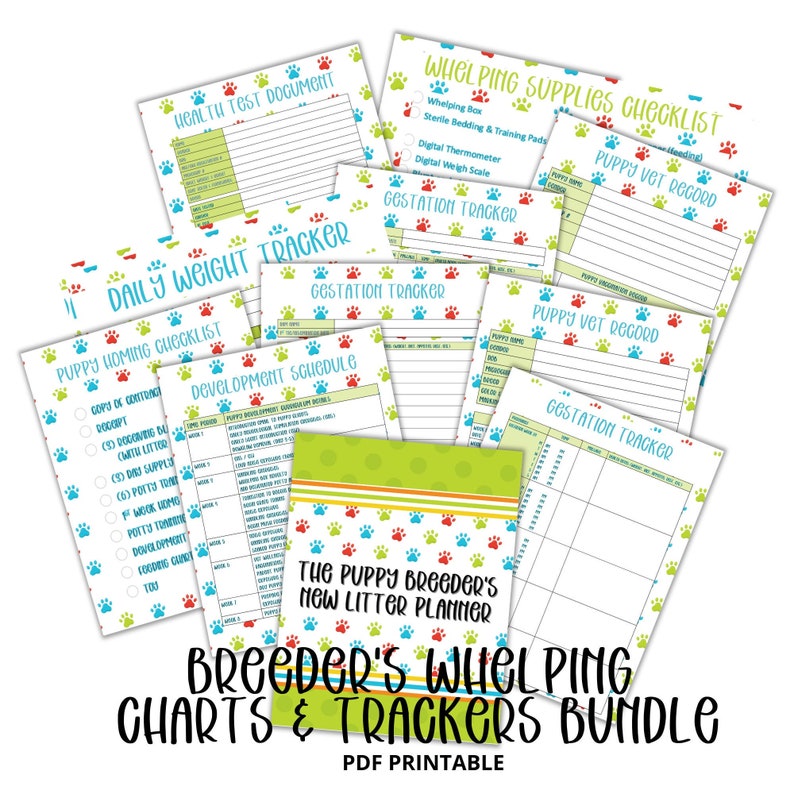 Puppy Breeder Whelping Litter Printable - Tracking Charts and Checklists - Etsy