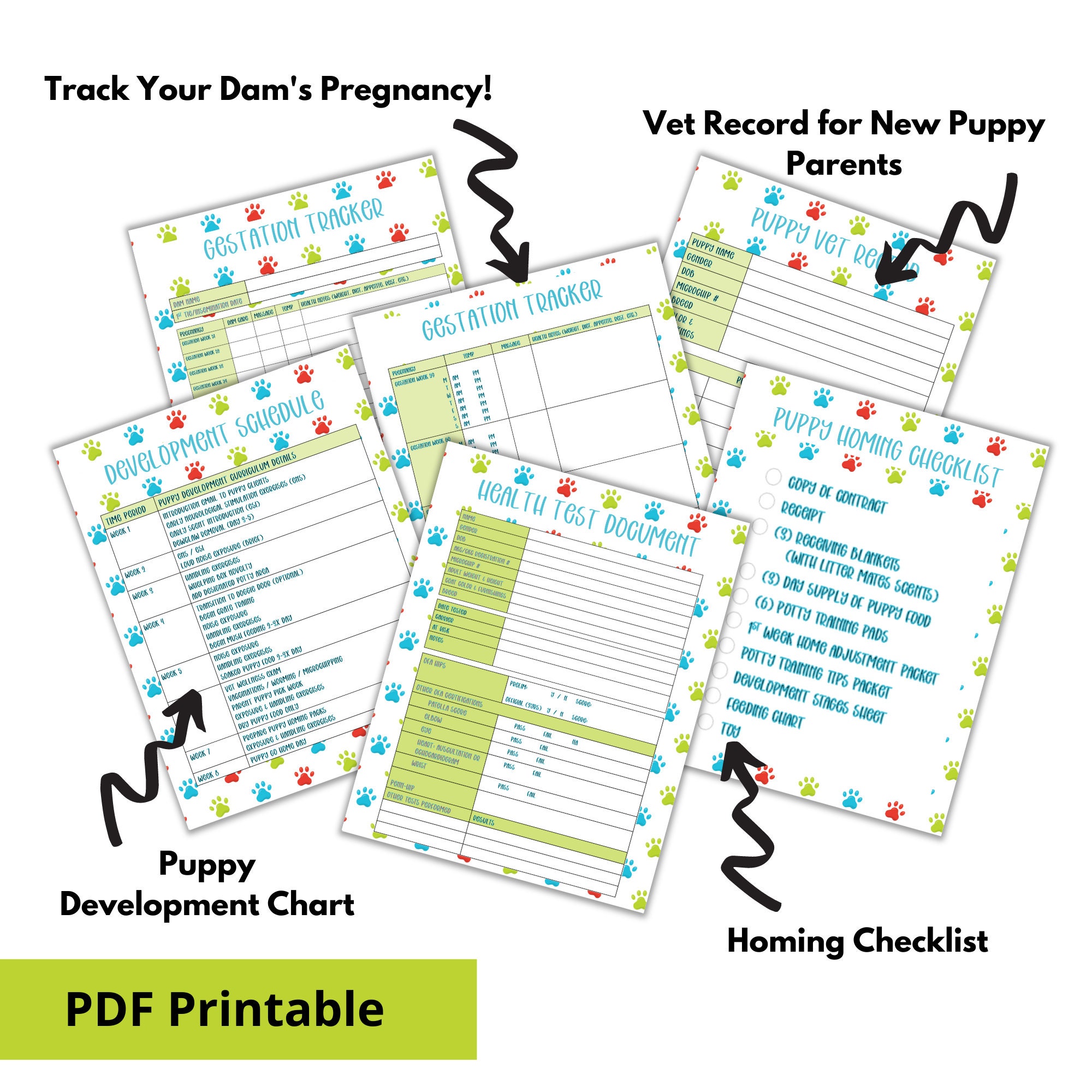 Puppy Breeder Whelping Litter Printable Tracking Charts and Etsy
