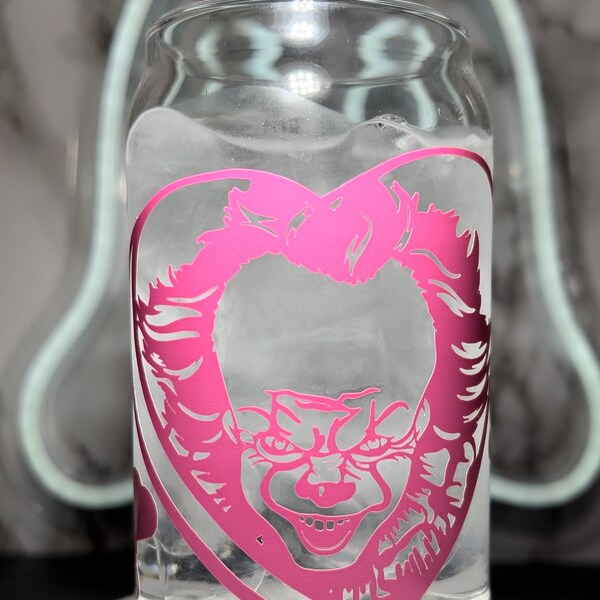 Pennywise Valentine's Day Cold color white to pink changing vinyl beer can libbey glass