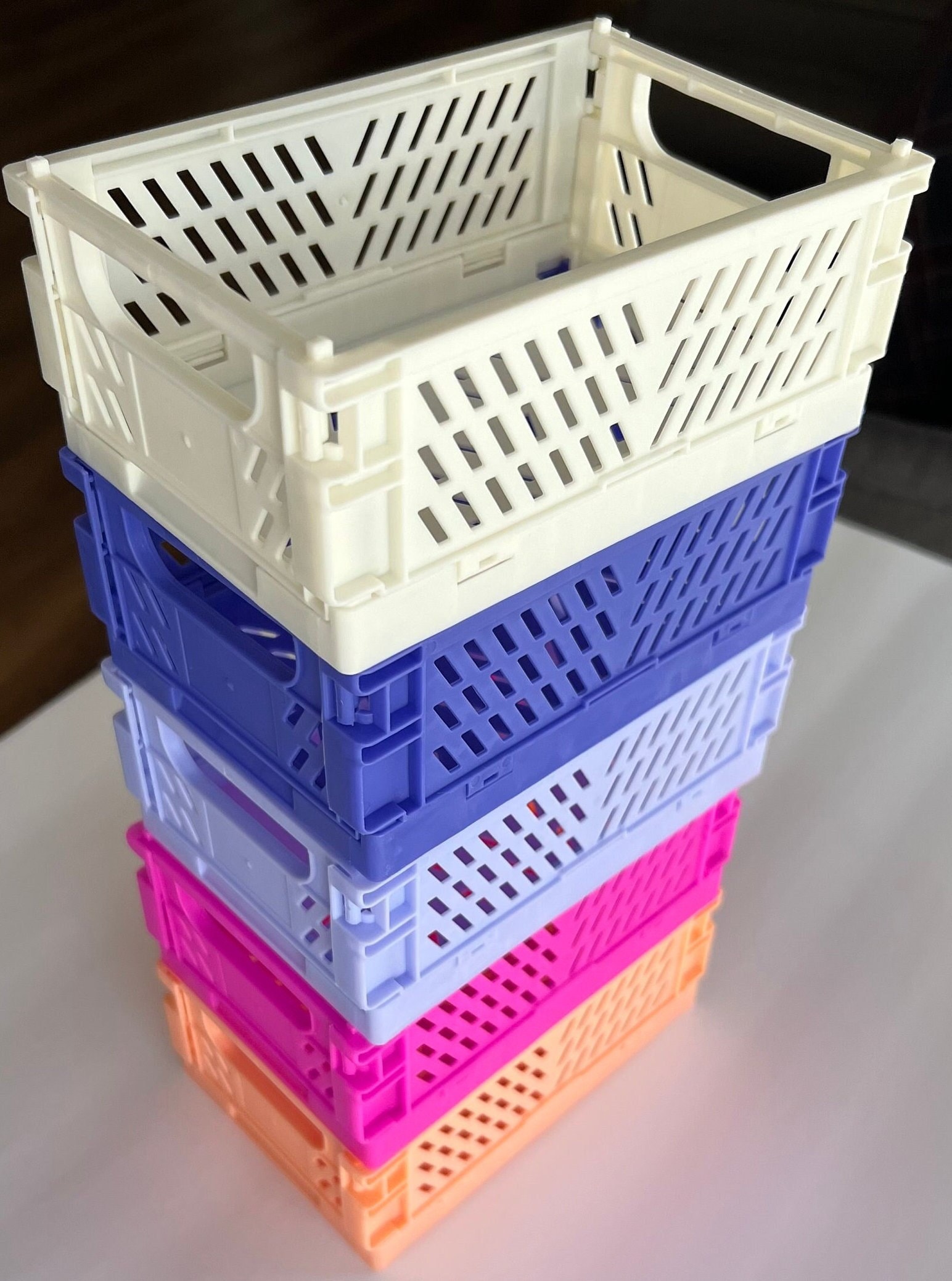 Pastel Crates For Storage Plastic Folding Baskets - Temu