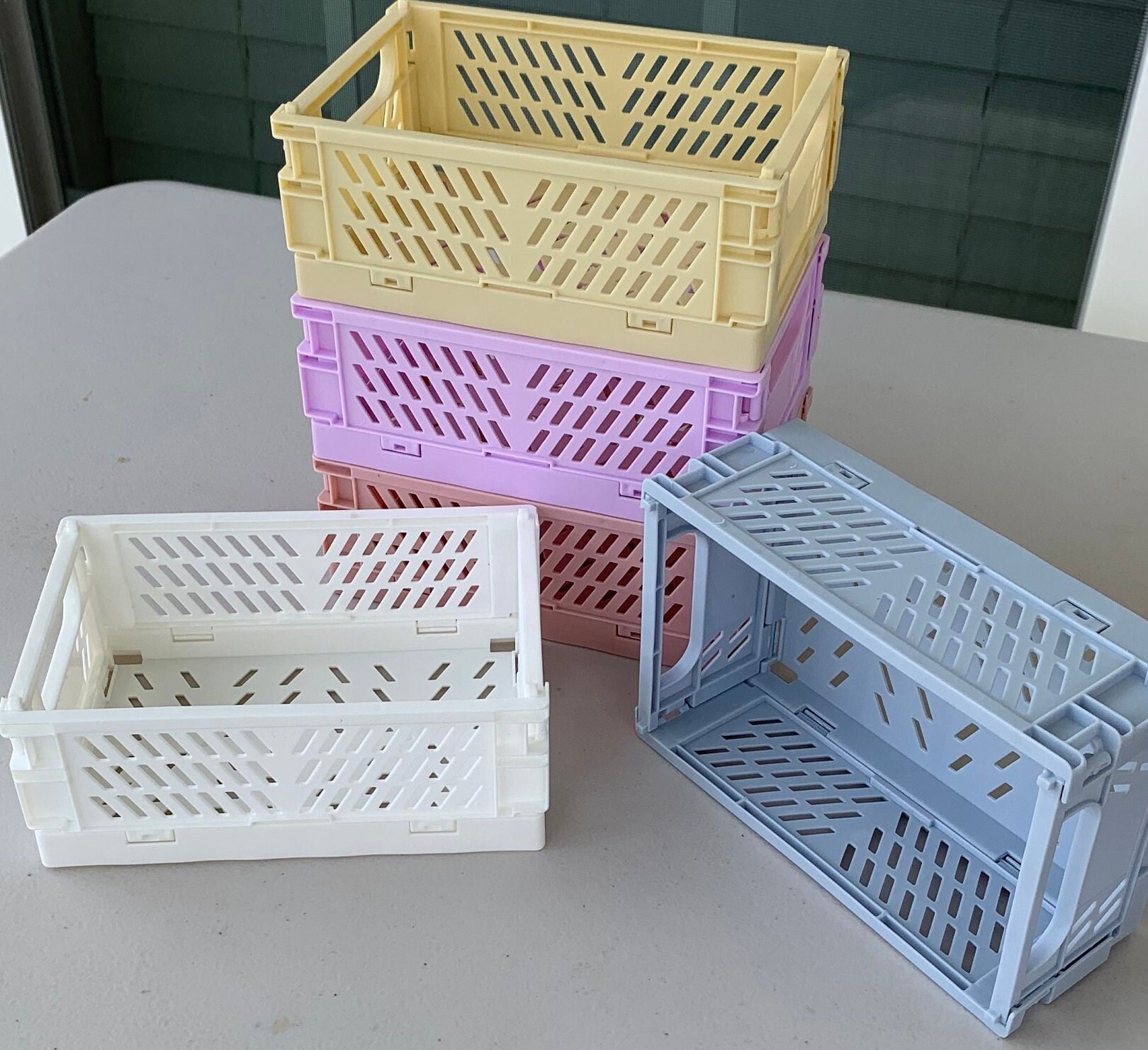 Mini Storage Baskets Stackable and Collapsible Desk Etsy
