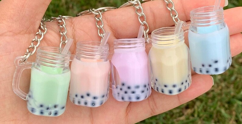 Kawaii Boba Tea Keychains With Straws Various Colors | Etsy