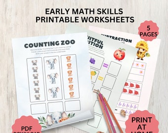 Early Math Skills Printable: Preschool & Kindergarten Worksheets (PDF)