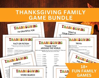 Printable Thanksgiving Games Bundle: Family Game Night (PDF)