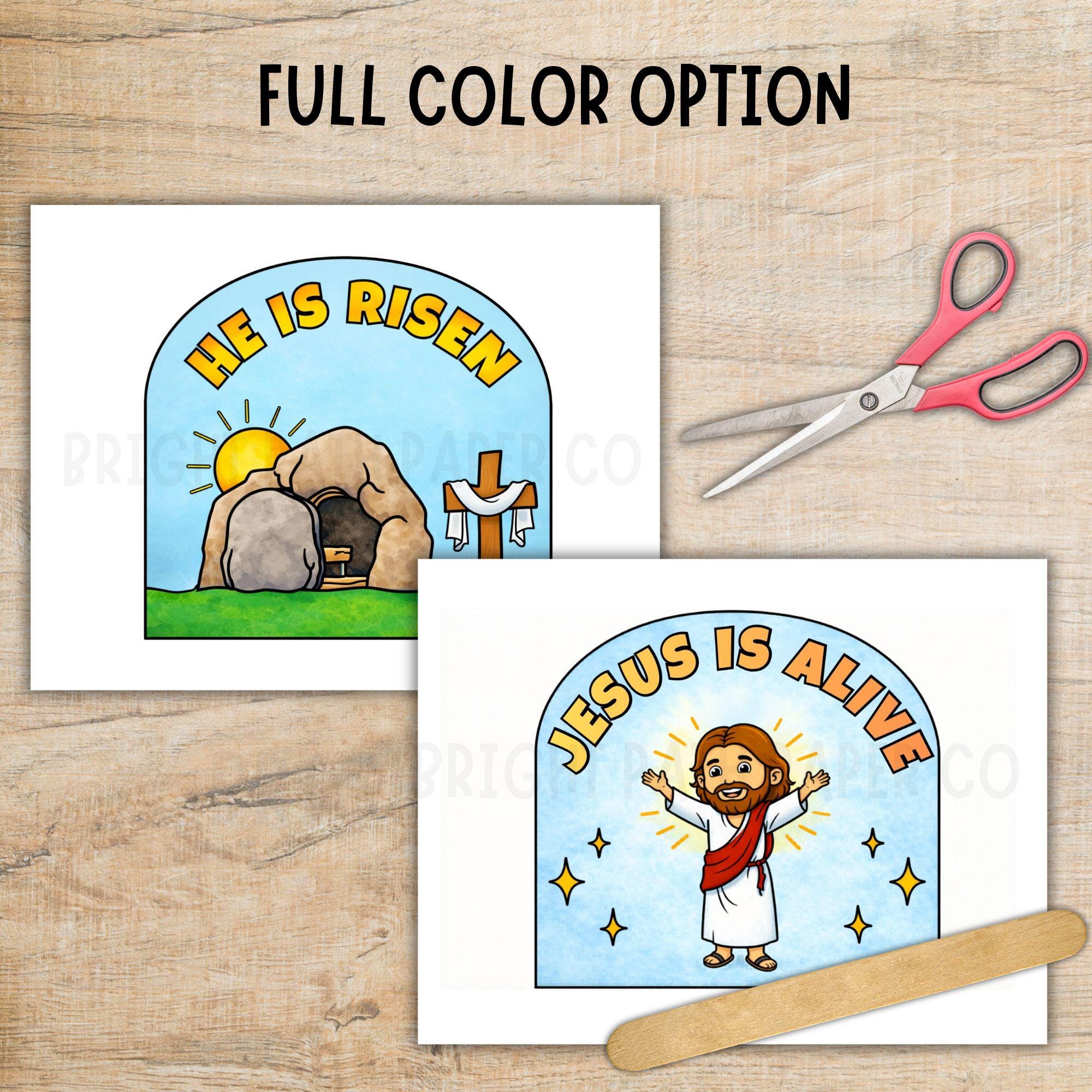 Easter He is Risen Activity Craft Fan, Jesus Resurrection Sunday School ...