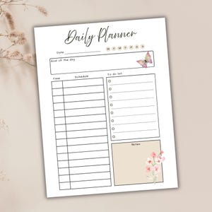 Minimalist Daily Planner To Do List Printable PDF, Time Blocking Day Schedule Overview, Undated Productivity Task Goal Tracker