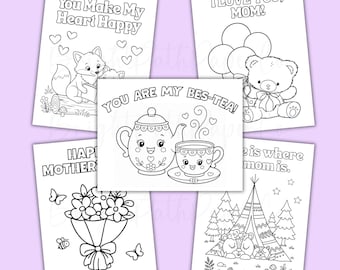 Mother's Day Coloring Pages For Kids, I Love You Mom Coloring Sheets, Happy Mothers Day Activity, Printable DIY Keepsake Gift for Mom