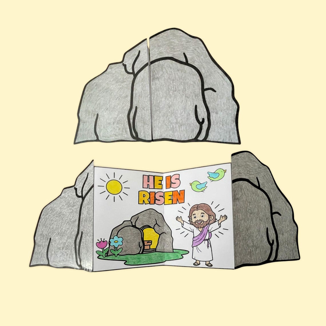 Easter He is Risen Folding Surprise Craft, Jesus Resurrection Sunday ...