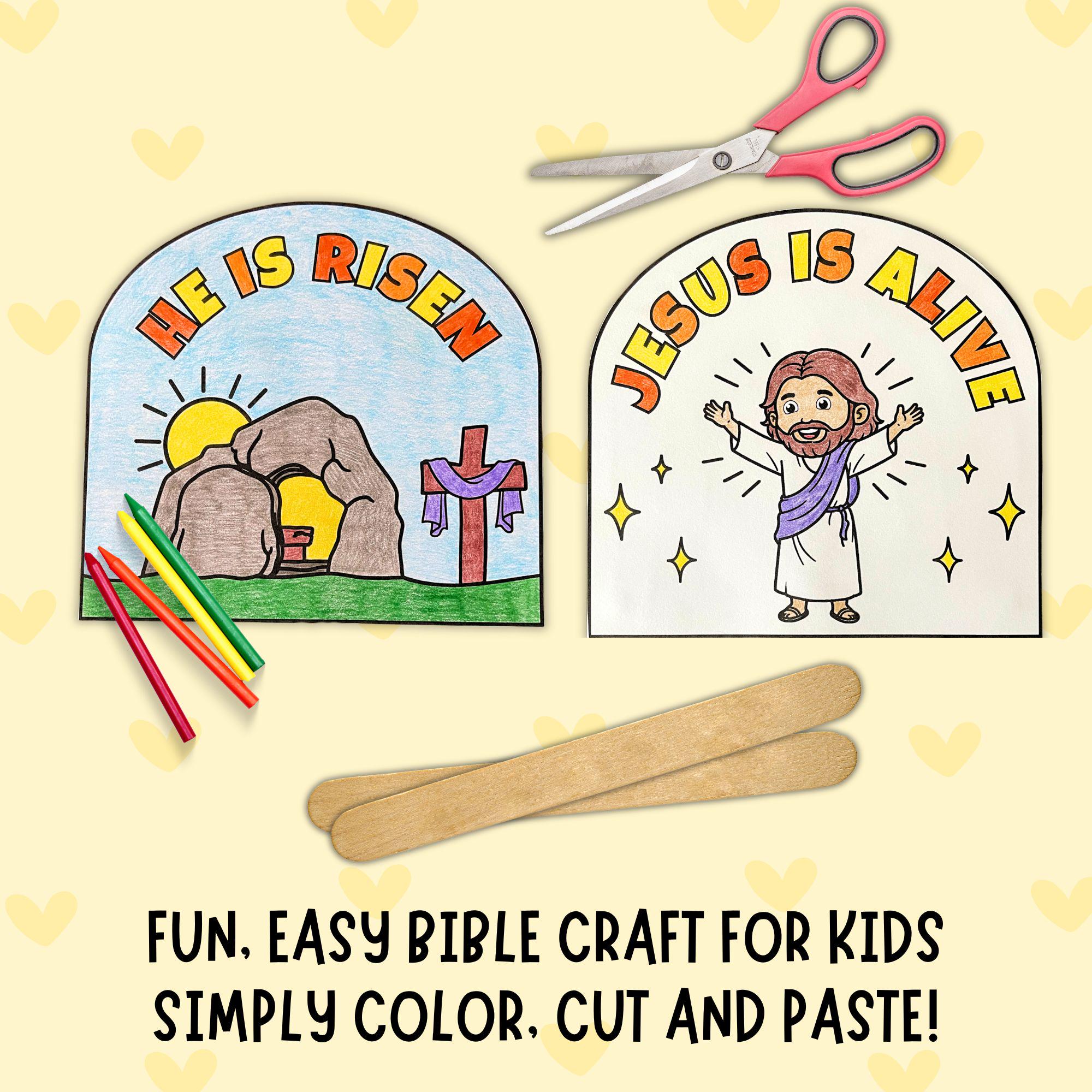 Easter He is Risen Activity Craft Fan, Jesus Resurrection Sunday School ...