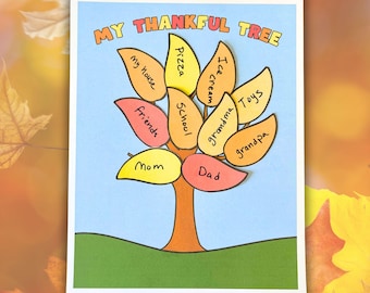 My Thankful Tree Gratitude Activity Printable, Gratefulness Coloring Craft For Kids  (Printable PDF)