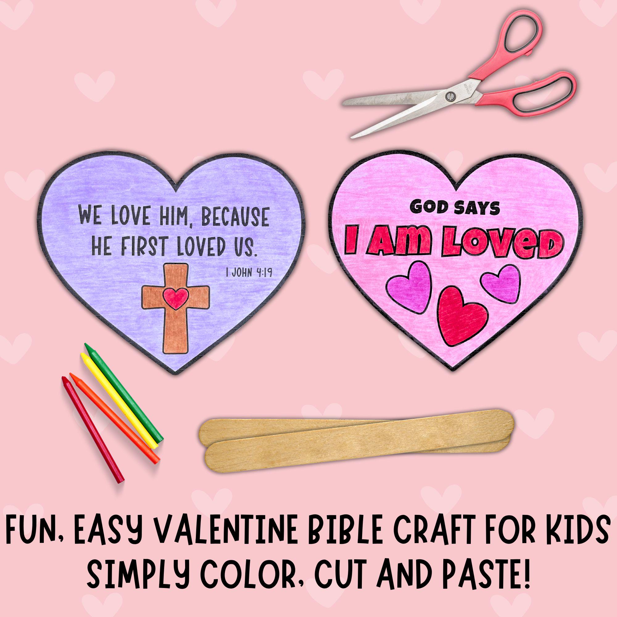 Christian Valentines Day Sunday School Bible Craft Fan, God Says I Am ...