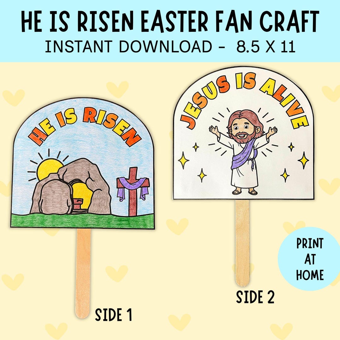 Easter He is Risen Activity Craft Fan, Jesus Resurrection Sunday School ...
