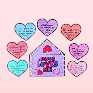 Atividade bíblica para o Dia dos Namorados na Escola Dominical, Mensagens de Amor de Jesus, Cartão de Dia dos Namorados Faça Você Mesmo, Imprimível para Ministério Infantil