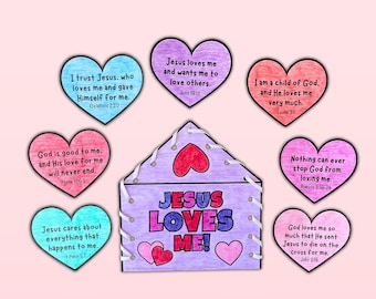 Valentine’s Day Sunday School Bible Craft, Love Notes From Jesus Religious Scripture Activity, Valentine DIY Card, Kids Ministry Printable
