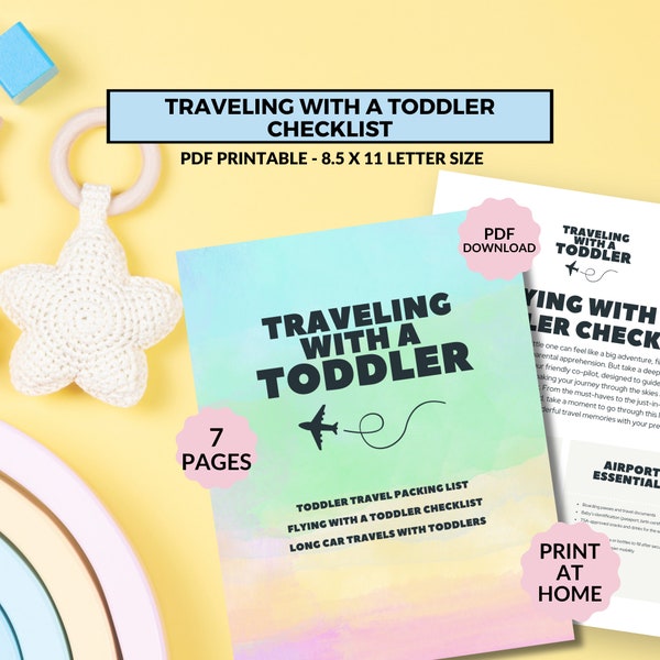 Traveling With A Toddler Checklist, Printable Toddler Packing List, Baby Travel Checklist, Kids Packing List, Vacation Traveling Essentials