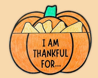 Thanksgiving Pumpkin Pocket Craft, Give Thanks Fall Gratitude Coloring Activity Printable For Kids, Sunday School Homeschool Preschool Craft