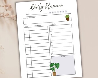 Minimalist Daily Planner: To-Do List, Time Blocking (Printable PDF)