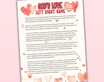Gods Love Left Right Valentines Day Game, Church Youth Group Party Game, Womens Ministry Bible Study Activity, Couples Night Printable