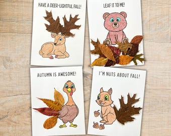Fall Leaves Coloring Craft Printable, Autumn Leaves Forest Animal Coloring Pages