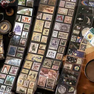 152cm of vintage labels pre-cut tapes sample |4 samples x 38cm|Junk Journal | Scrapbook | Planner | crafting | DIY | masking tapes| stickers