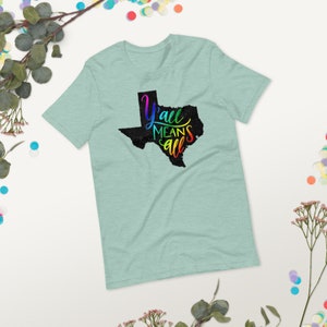 Y&#39;all Means All Texas Black Logo Short-Sleeve Unisex Graphic T-Shirt