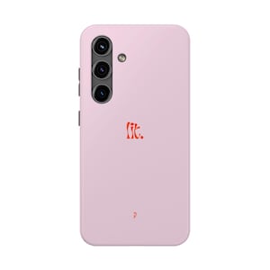 May include: A light pink phone case with a triple-lens camera and flash. The case features the word "lit" in orange script and a small orange "p" at the bottom. The phone case is designed for a smartphone.