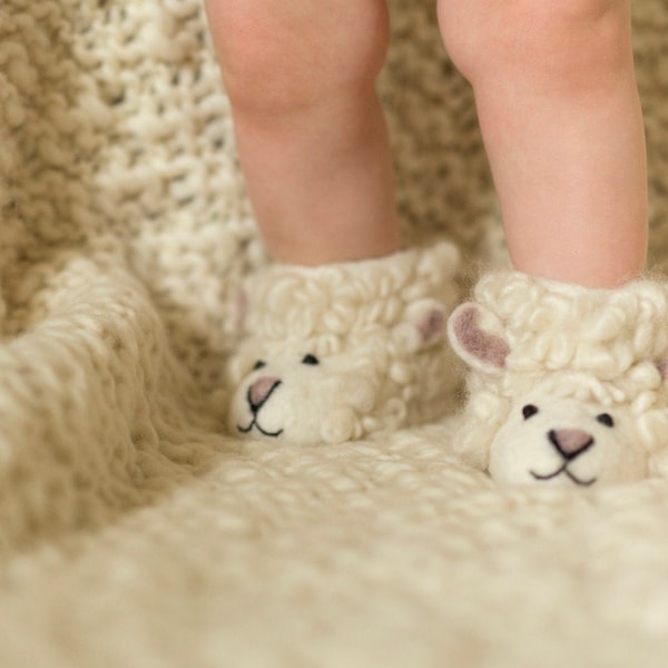 Kids' Shirley Sheep Slippers - Sheep Slippers for Kids Organic Merino Wool Animal Shoes Soft Suede Anti-Slip Cozy Toddler Gift