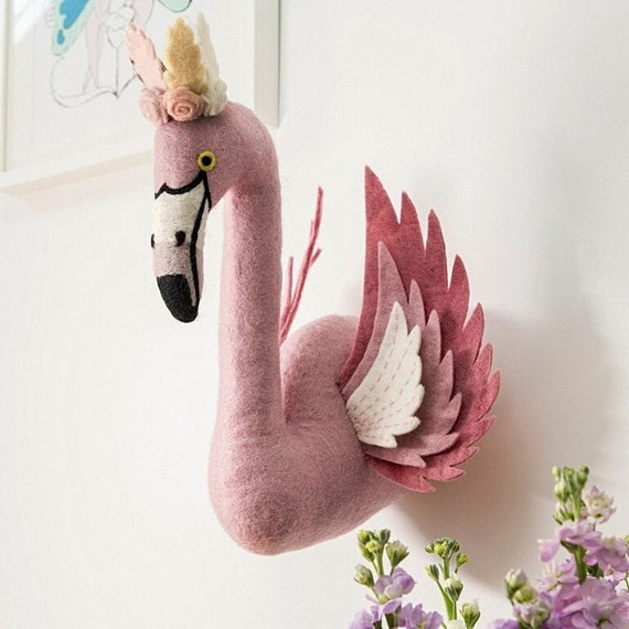 Flamingo Head Wall Mount- Alice Flamingo with wings