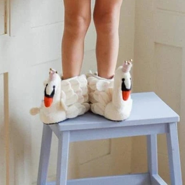 Kids' Odette Swan Slippers - Felt Slippers - Soft Warm Indoor Shoes Toddler Girls Gift Cozy Footwear