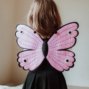 Beatrix Butterfly Dress Up Child Costume Butterfly Wings Set Pink Felted Dress Up Vintage Ribbon Bow Fairy Wings for Girls