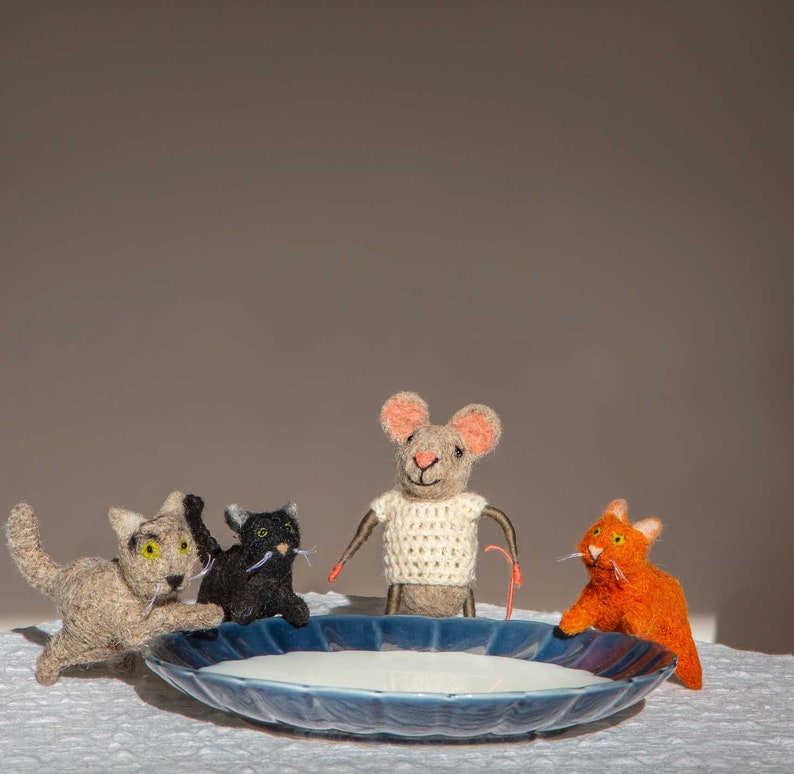 Cat Lady Mouse - Cat Lady Gift Choice of Black, Ginger, or Grey – Handmade Felt Gift, Cute Feline Toy, Perfect Pet Present image 1