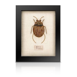 Beaded Fat Beetle Sew Heart Felt - Beaded Beetle Art - Handmade Fat Felt with Sewn Heart, Unique Insect Wall Hanging