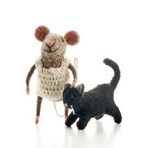 Cat Lady Mouse - Cat Lady Gift Choice of Black, Ginger, or Grey – Handmade Felt Gift, Cute Feline Toy, Perfect Pet Present image 2