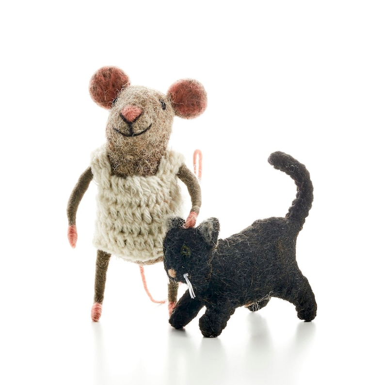 Cat Lady Mouse - Cat Lady Gift Choice of Black, Ginger, or Grey – Handmade Felt Gift, Cute Feline Toy, Perfect Pet Present image 2