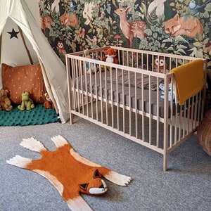 Dywan Finlay Fox - Dywan zwierzęcy - Fox ręcznie filcowany pomarańczowa wełna dekoracja pokoju dziecięcego 110 x 65 cm torba bawełniana organiczna
