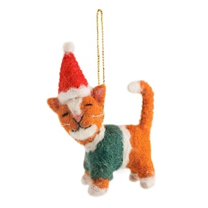 NEU Ken die Katze Weihnachtsdekoration Elfenhut Nadel gefilzte Katze Ornament Handmade Festliche Urlaub Dekor Limited Edition Geschenk
