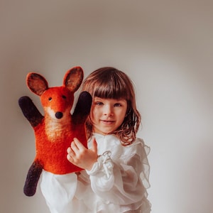 Fraser Fuchs Handpuppe - weiche Bio Wolle gefilzt Tier Spielzeug mit Kordelzug, einzigartiges fantasievolles Spiel Geschenk 36 x 26 cm