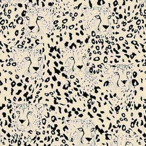 GRAPHIC LEOPARD 100% Digital Cotton white from WILD Collection (out of print) by Timeless Treasures Fabric