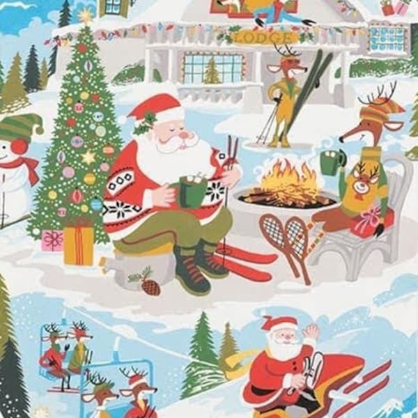 Alexander Henry's Santa at Yuletide Lodge De Leon Design Group Fabric by the meter