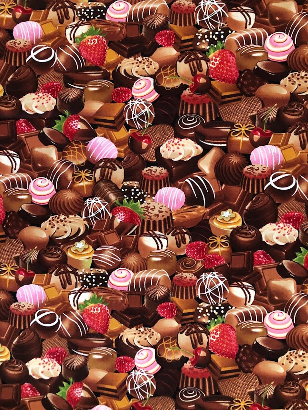 1/2 Meter of Chocolate Candy Print Fabric by Michael Searle Designer ...