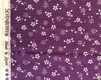 Sevenberry's Sakura and Asanoha - double face - Purple and navy blue fabric by the meter