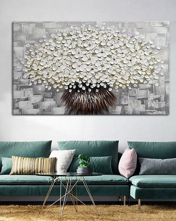 3D Oil Painting on Canvasoriginal White Cherry Flower - Etsy