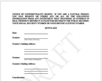 Quit Claim Deed Quit Claim Deed Form Property Transfer Document PDF