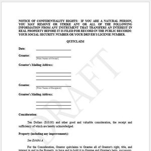 Quit Claim Deed Fillable Form (Texas)