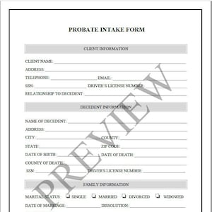 Probate Intake Form Questionnaire (Attorney Form)