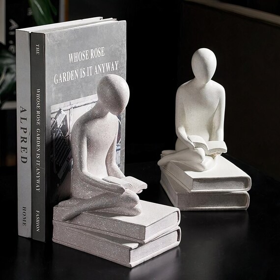 Reader Bookend Sculpture Statue Home Decor Etsy