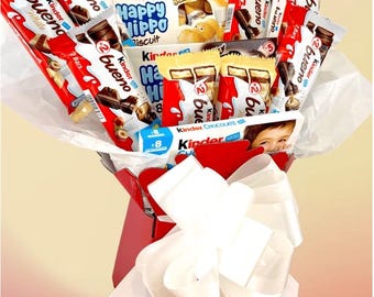 Cesto regalo con bouquet di cioccolatini Kinder