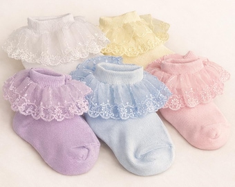 Calcetines tobilleros con volantes para niñas